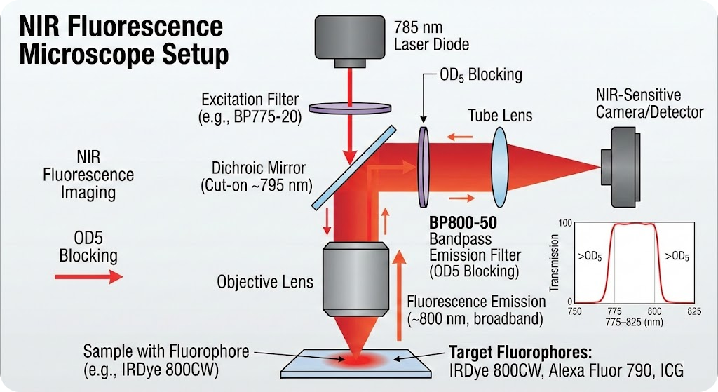 BP800-50 Bandpass Filter - NIR Fluorescence Imaging (Life Sciences)