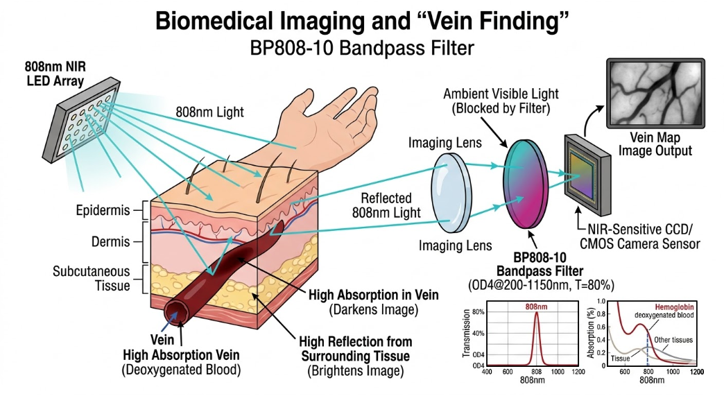 BP808-10 Bandpass Filter - Biomedical Imaging and "Vein Finding"