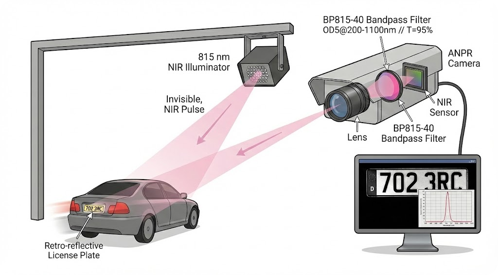 BP815-40 Bandpass Filter - License Plate Recognition (ANPR/LPR)