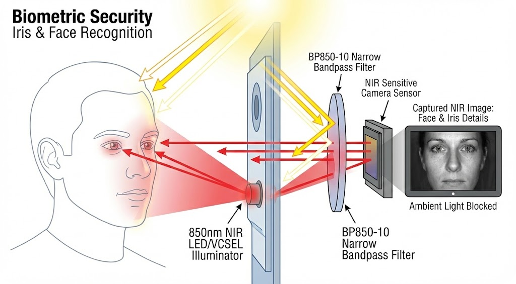 BP850-10 Bandpass Filter - Biometric Security (Iris & Face Recognition)