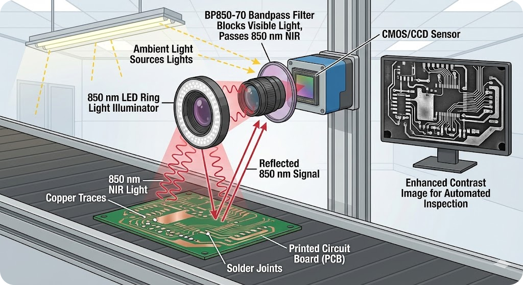 BP850-70 Bandpass Filter - Machine Vision & Industrial Inspection - PCB Inspection