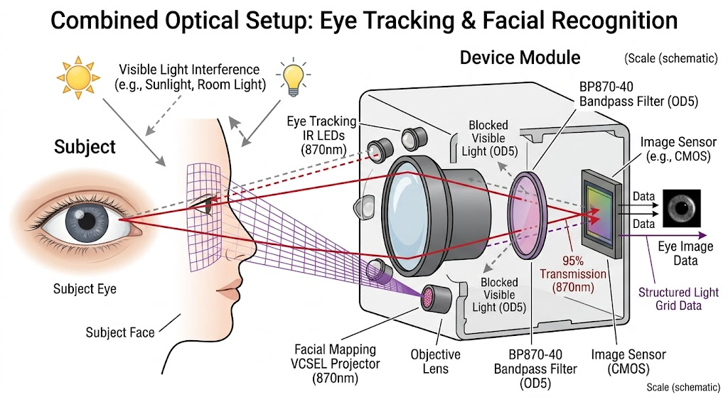 BP870-40 Bandpass Filter - Eye Tracking and Facial Recognition