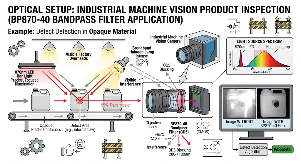 BP870-40 Bandpass Filter - Industrial Machine Vision (Product Inspection)