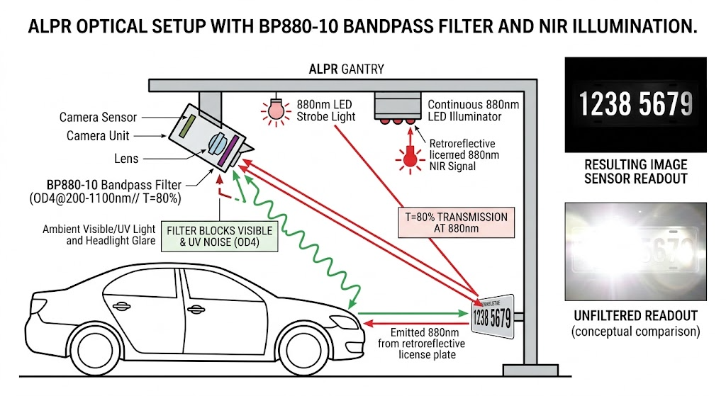 BP880-10 Bandpass Filter - Automatic License Plate Recognition (ALPR)
