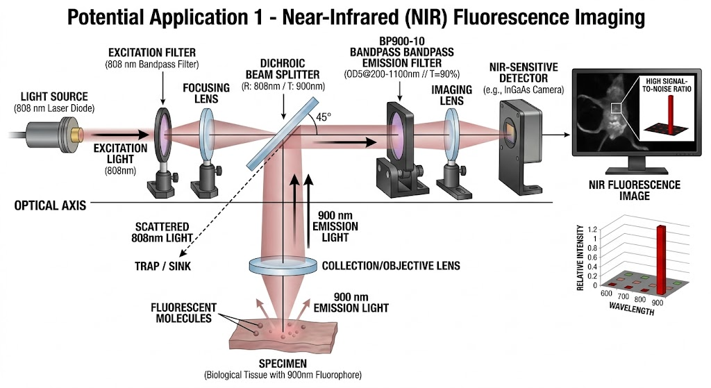 BP900-10 Bandpass Filter - Near-Infrared (NIR) Fluorescence Imaging