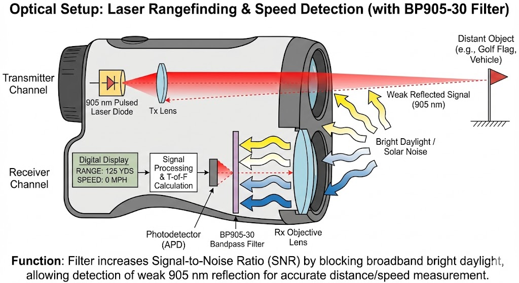 BP905-30 Bandpass Filter - Laser Rangefinding & Speed Detection