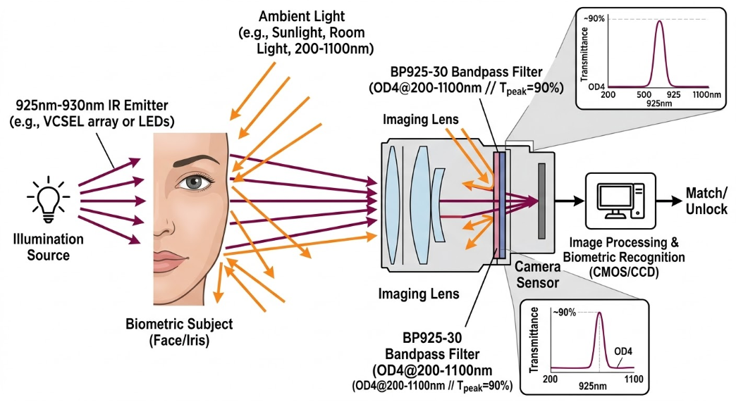 BP925-30 Bandpass Filter - Facial and Iris Recognition (Biometrics)
