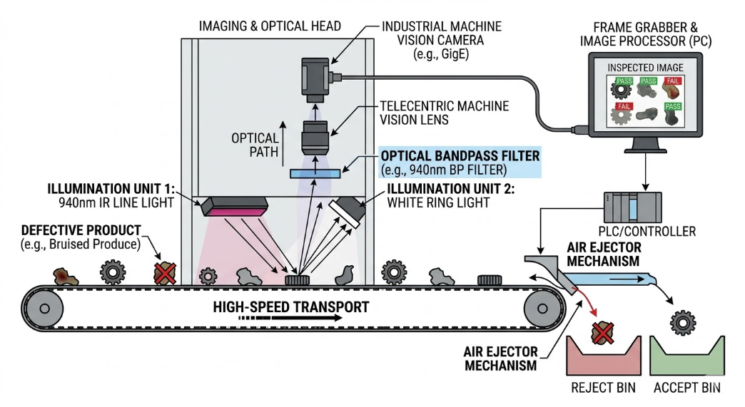 BP940-25 Bandpass Filter - Machine Vision and Optical Sorting