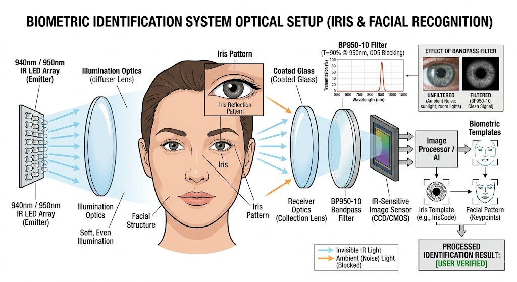 BP950-10 Bandpass Filter - Biometrics (Iris and Facial Recognition)