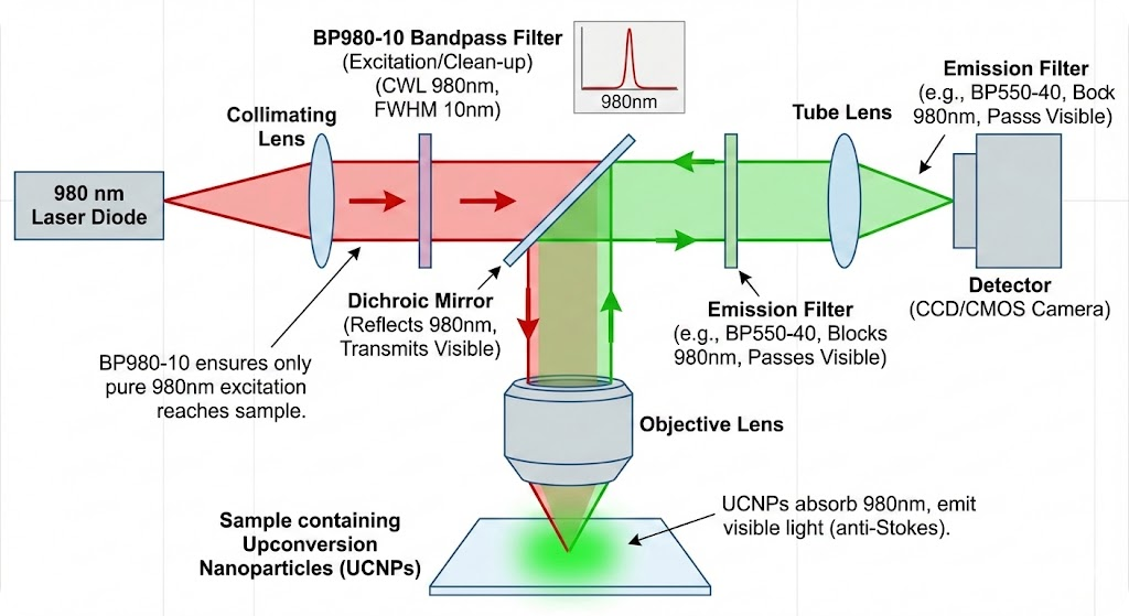 BP980-10 Bandpass Filter - Fluorescence Microscopy (Upconversion)