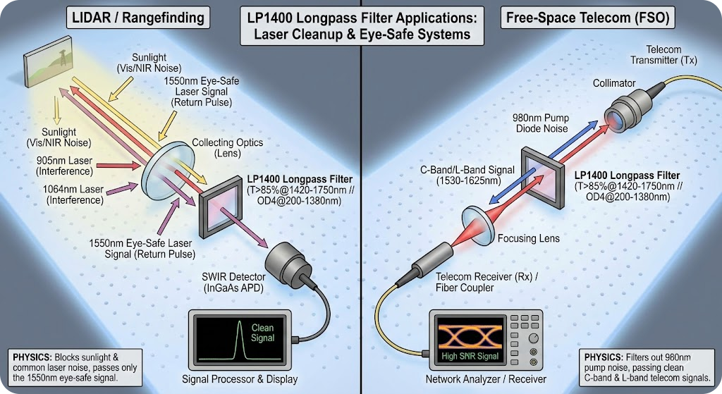 LP1400 Longpass Filter - Laser Beam Cleanup & Eye-Safe Systems
