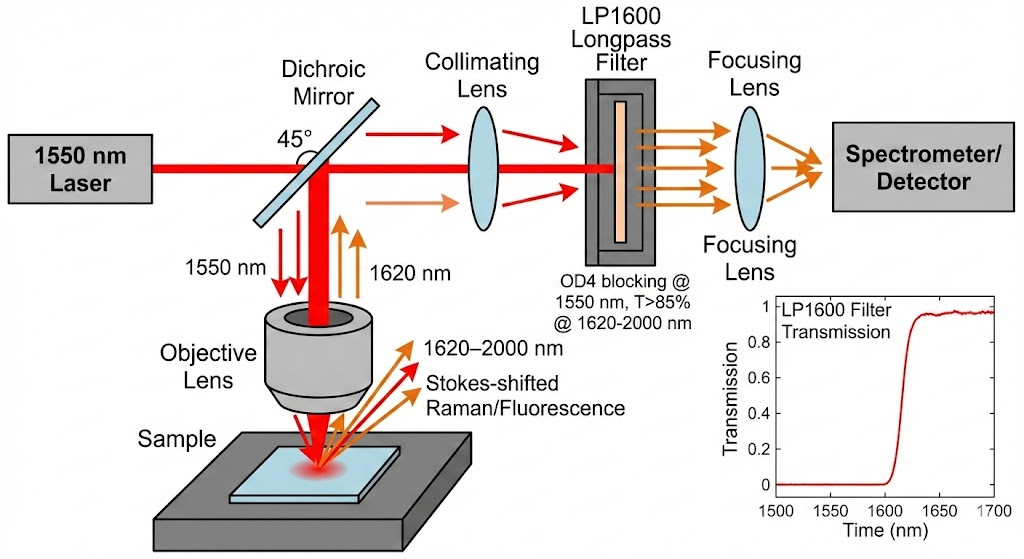 LP1600 Longpass Filter - 1550 nm Laser Blocking (Raman/Fluorescence)