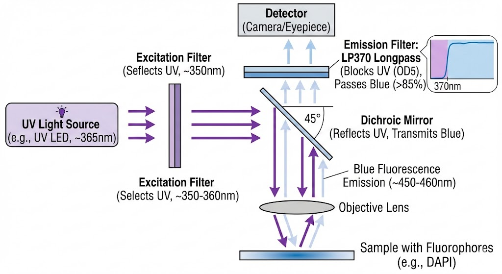 LP370 Longpass Filter - Fluorescence Microscopy