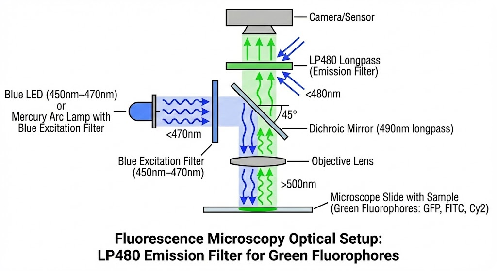 LP480 Longpass Filter - Fluorescence Applications (Emission Filter)