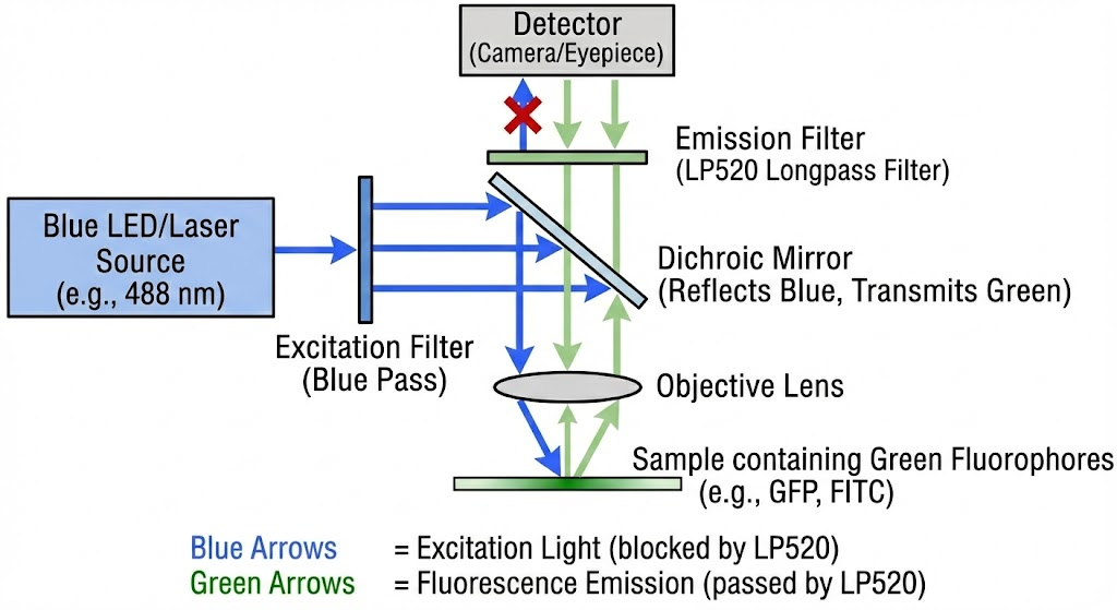 LP520 Longpass Filter - Fluorescence Microscopy & Imaging
