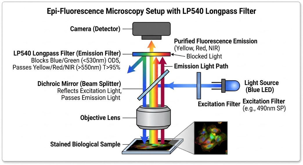 LP540 Longpass Filter - Fluorescence Microscopy