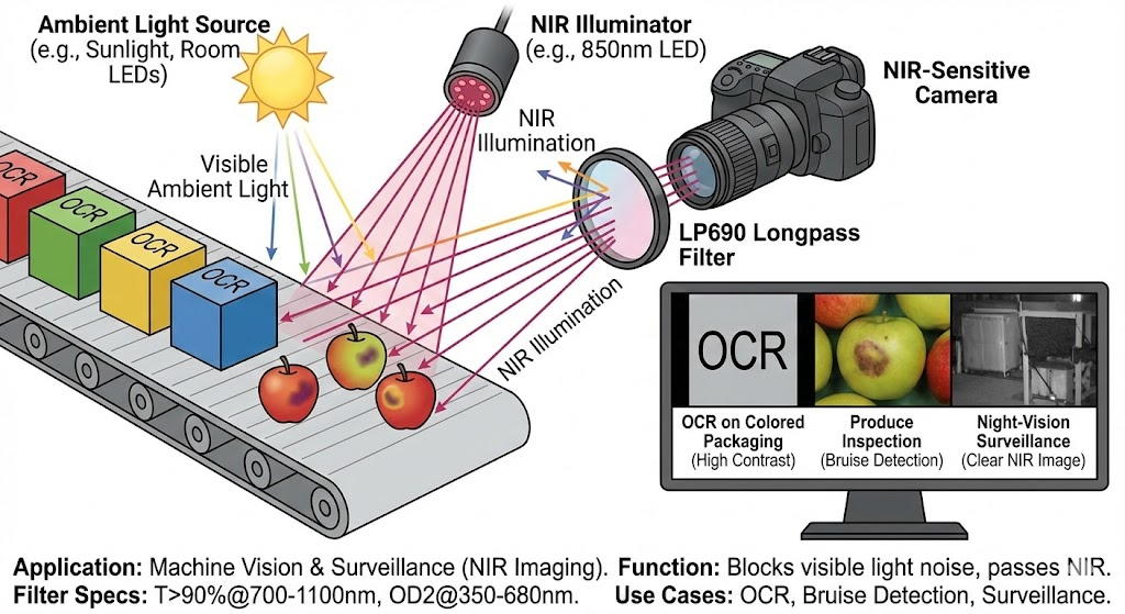 LP690 Longpass Filter - Machine Vision & Surveillance (NIR Imaging)