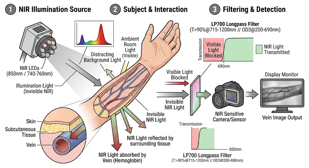LP700 Longpass Filter - Subcutaneous Vein Viewing (Medical Imaging)