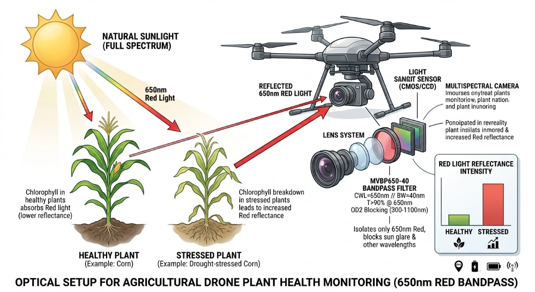 MVBP650-40 Bandpass Filter - Agricultural Drones and Plant Health Monitoring