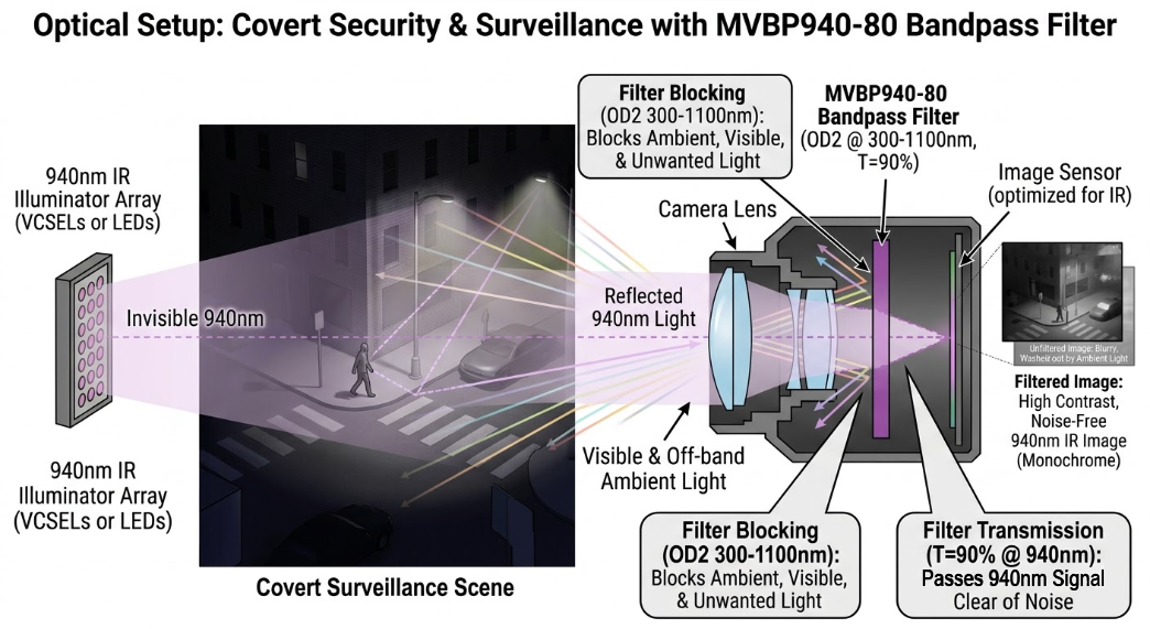 MVBP940-80 Bandpass Filter - Covert Security and Surveillance Cameras