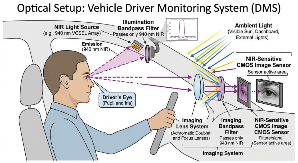 MVBP940-80 Bandpass Filter - Driver Monitoring Systems (DMS) in Vehicles