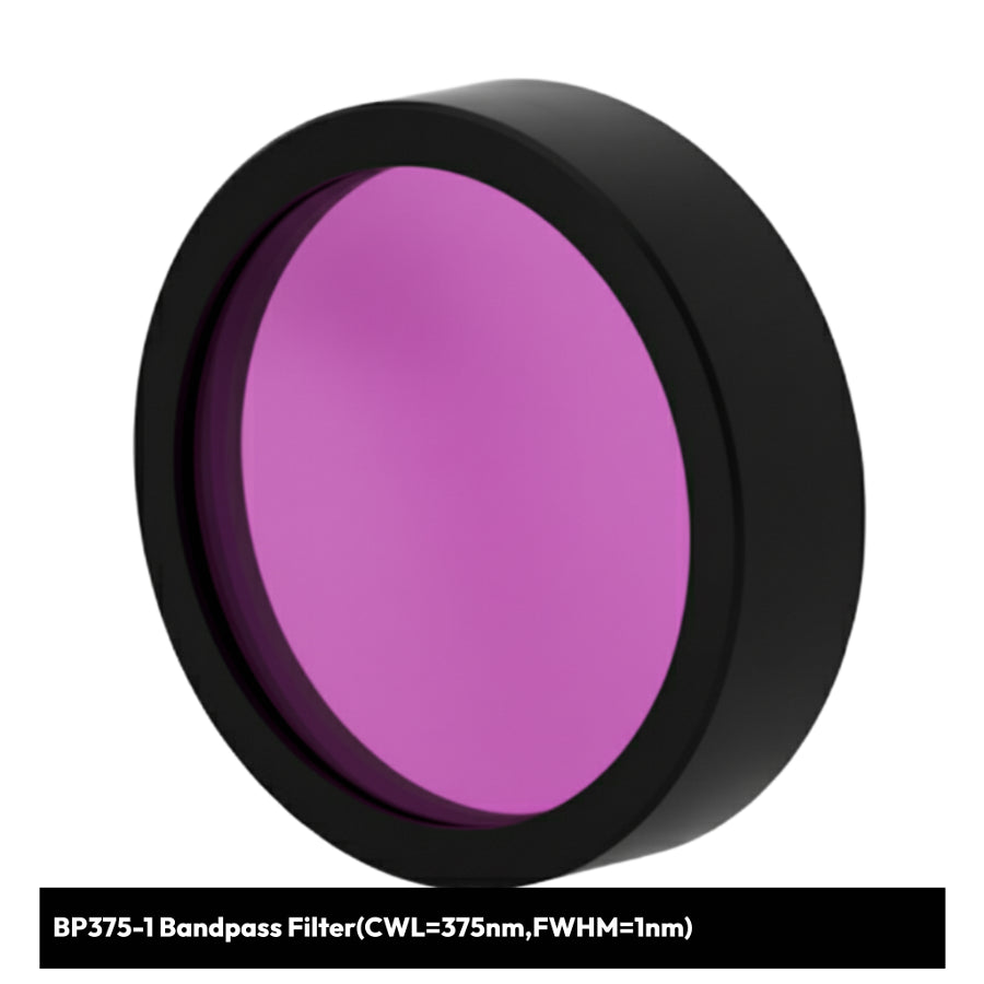Purple bandpass filter with black rim on a white background