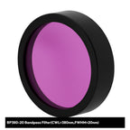 Purple bandpass filter with black rim on a white background