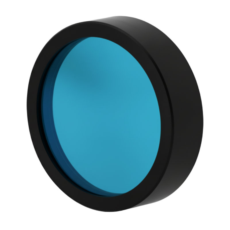 Blue filter with black frame on a white background