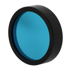 Blue filter with black frame on a white background