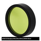 Green bandpass filter with black rim on a white background