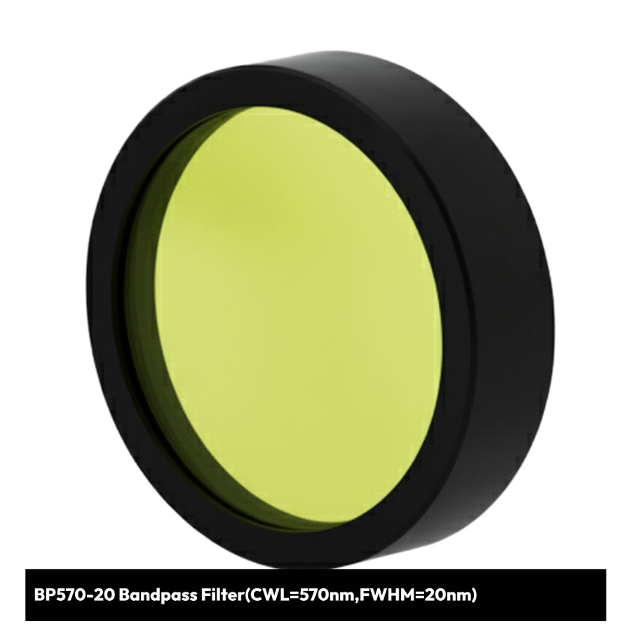 Bandpass filter with green center and black rim on a white background