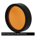 Orange filter with black rim on a white background