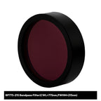 Red bandpass filter with black rim on a white background