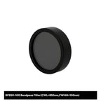 Black bandpass filter with specifications on a white background