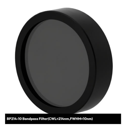 Black bandpass filter with specifications on a white background