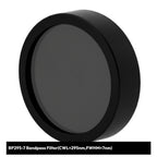 Black bandpass filter with specifications on a white background