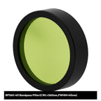 Green bandpass filter with black rim on a white background