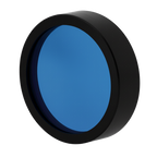 Blue filter with black frame on a white background