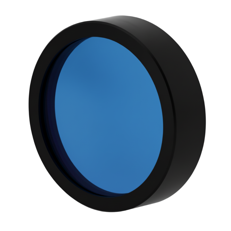 Blue filter with black frame on a white background