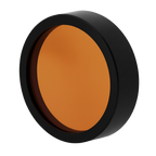Round brown object with black rim on a white background