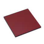 Red square tile with black border on a white background