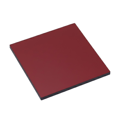 Red square tile with black border on a white background