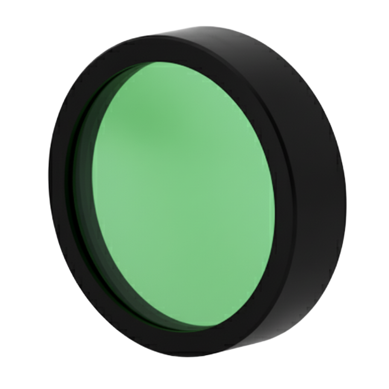 Green filter with black rim on a white background