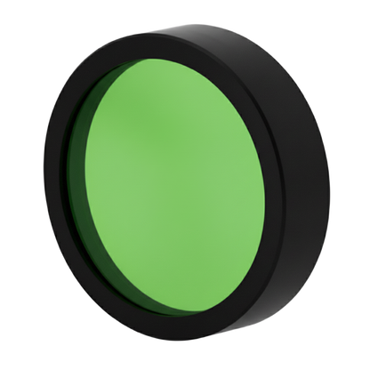 Green filter with black rim on a white background