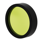 Round green filter with black frame on a white background