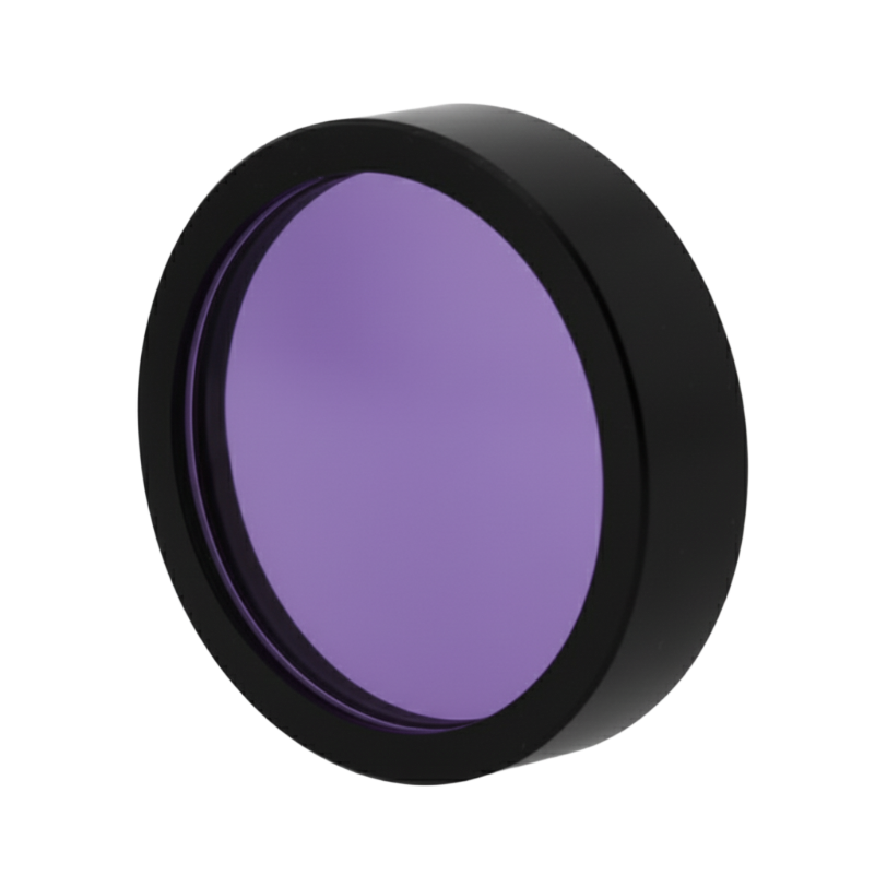 Purple filter with black rim on a white background