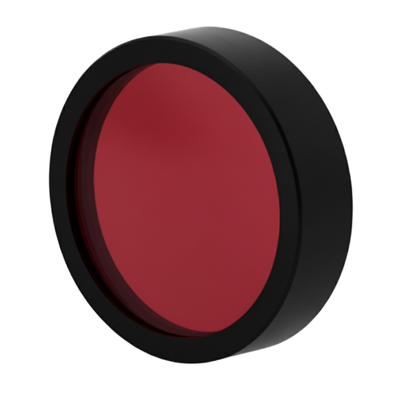 Round red object with black rim on a white background