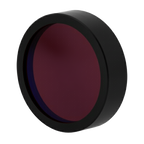 Red filter lens with black frame on a white background
