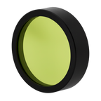 Round green filter with black frame on a white background