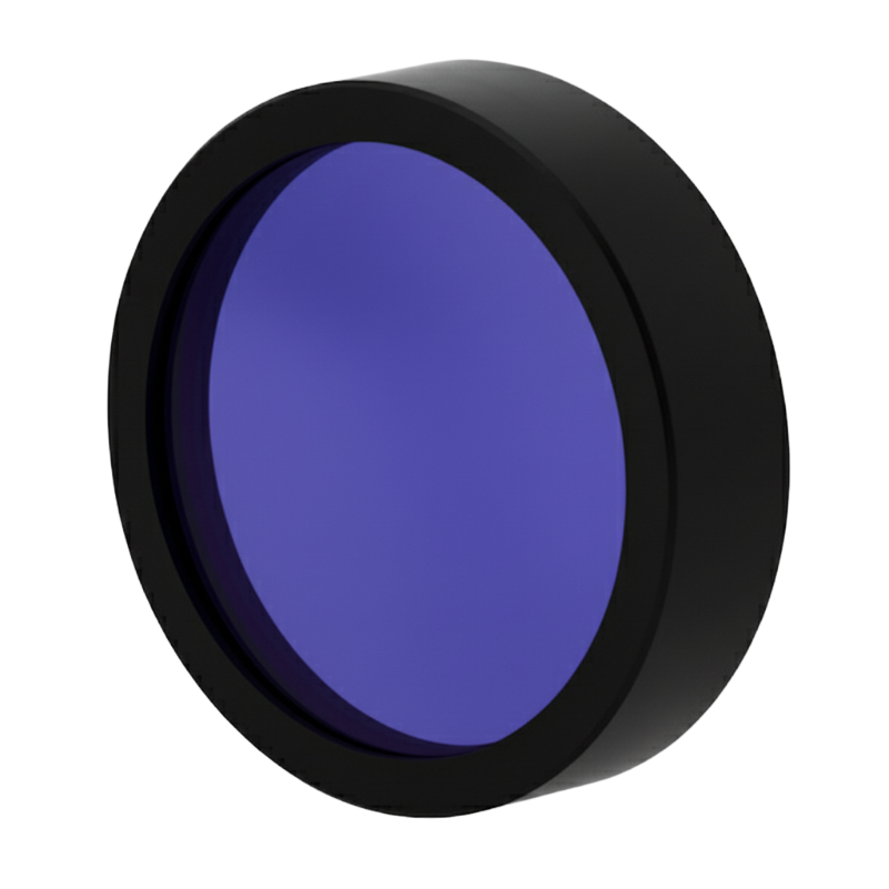 Blue filter with black frame on a white background
